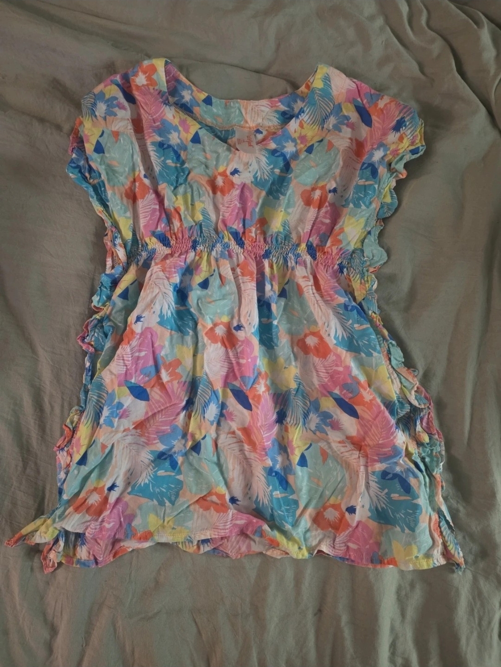 Cat & Jack Multicolor Tropical Floral Tunic - Pink, Blue, Yellow, Coral